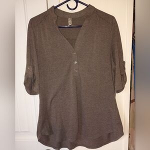 Perseption Brown Button-Front Blouse